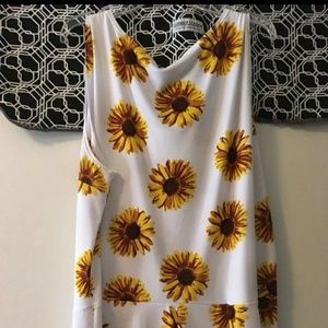 Sunflower Print Peplum Tank